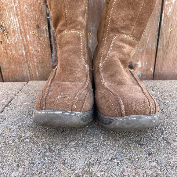 SPRING STEP Women’s Brown Leather Mid Calf Faux Fur Lined Boot Size 38 - Picture 3 of 11